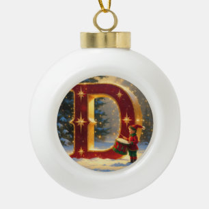 Weihnachtstrummelspieler Personalisierter Anfangsb Keramik Kugel-Ornament