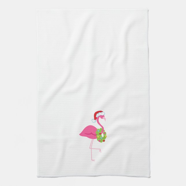 Weihnachtstuch mit rosa Flamingo Küchentuch (Vertikal)