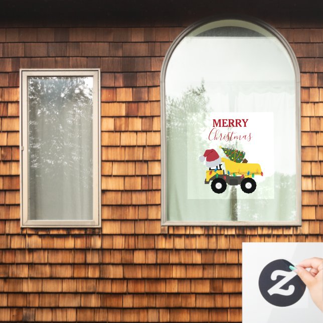 Weihnachtstumpf LKW-Baumaschinen Fensteraufkleber (Fenster Zuhause)