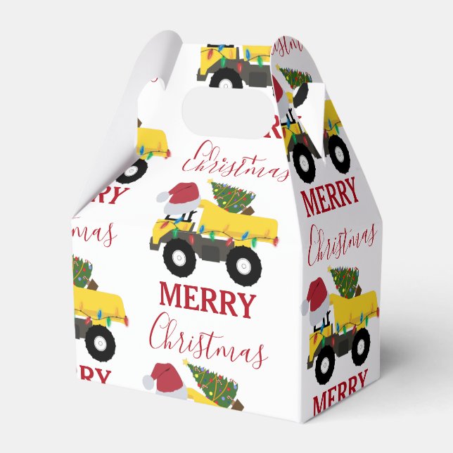 Weihnachtstumpf LKW-Baumaschinen Geschenkschachtel (Vorderseite)