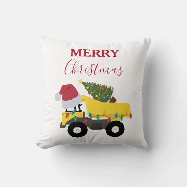 Weihnachtstumpf LKW-Baumaschinen Kissen (Vorderseite)