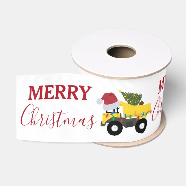 Weihnachtstumpf LKW-Baumaschinen Ripsband (Spule)