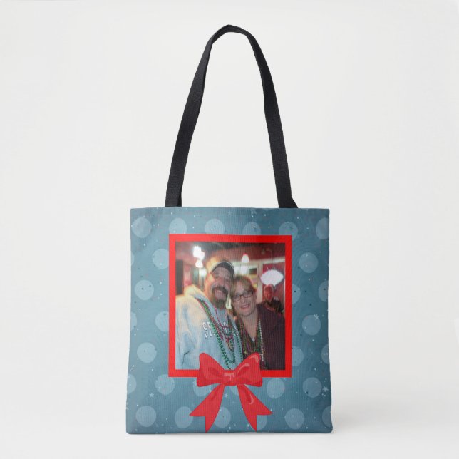 WeihnachtsTupfen mit rotem Bogen Tasche (Vorderseite)