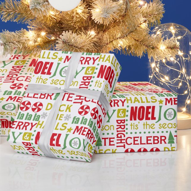 Weihnachtstypografie, Deck the Halls, Weihnachten, Geschenkpapier (Feiertage)