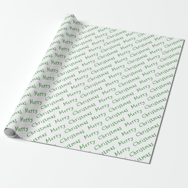 Weihnachtstypografie Grünbuch über Weißwrapping Geschenkpapier (Ungerollt)