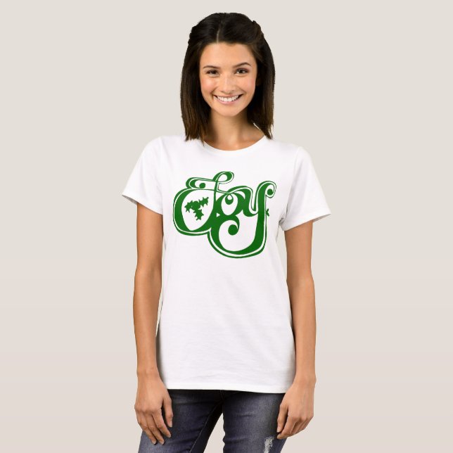 Weihnachtstypografie Joy Holly T-Shirt (Vorne ganz)