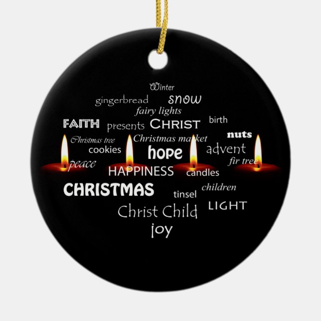 Weihnachtstypografie Keramik Ornament (Vorne)