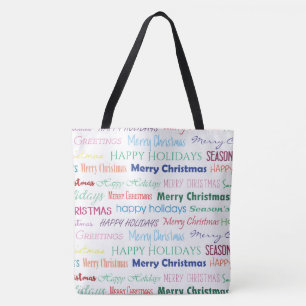 Weihnachtstypografie Muster Hübsch farbenfroh Tasche