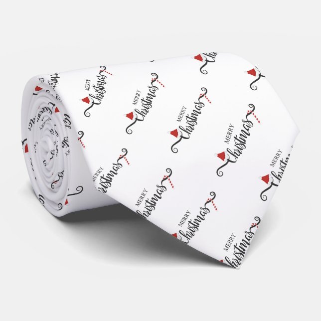 Weihnachtstypografie Neck Tie Krawatte (Gerollt)