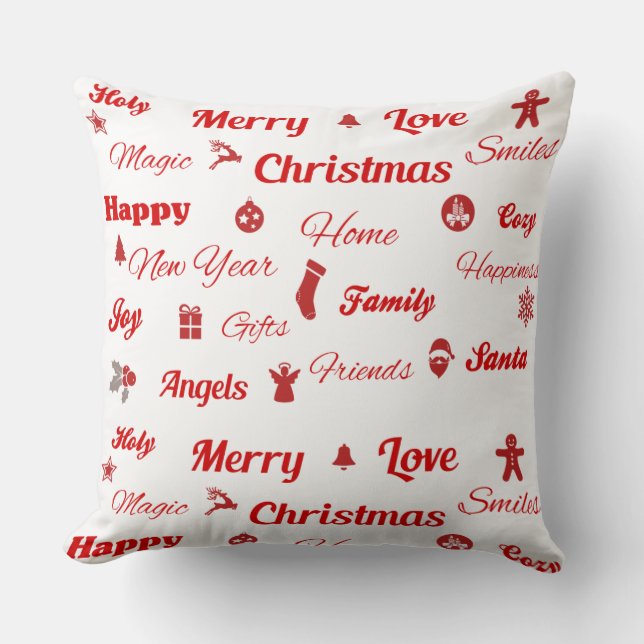 Weihnachtstypografie Pillow Kissen (Vorderseite)