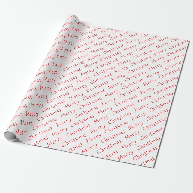 Weihnachtstypografie Rot auf weißem Wrapping Paper Geschenkpapier (Ungerollt)
