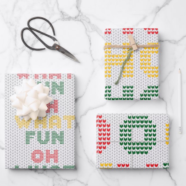 Weihnachtstypografie Sweater Textur Geschenkpapier Set (Vorderseite)