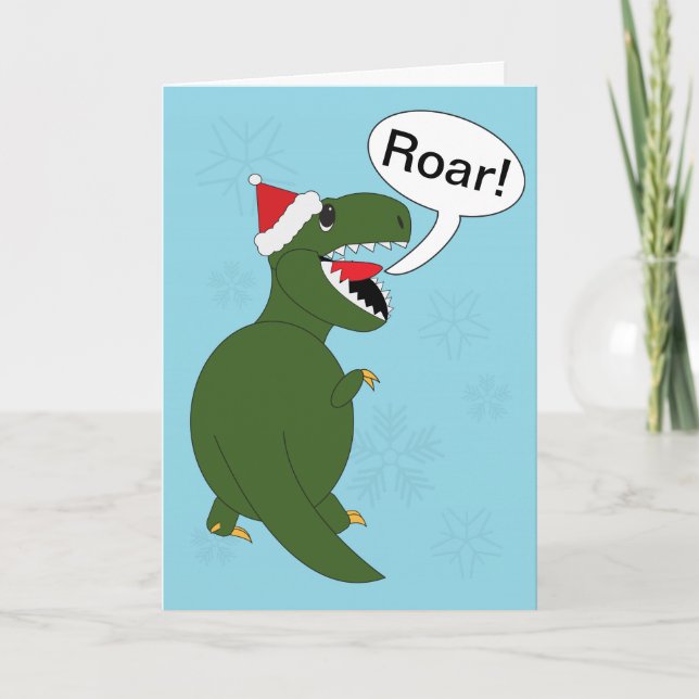 WeihnachtsTyrannosaurus Rex Feiertagskarte (Vorderseite)