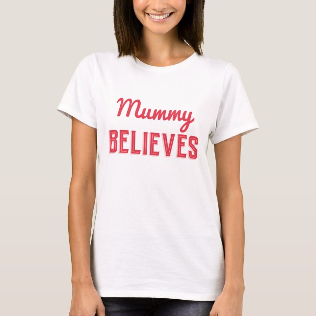 Weihnachtsüberlieferungen rot glaubt personalisier T-Shirt (Vorderseite)