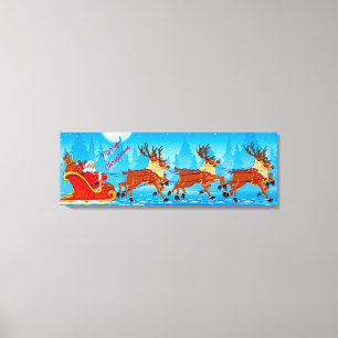 Weihnachtsübersicht/Weihnachtsmann und Schlitten Leinwanddruck