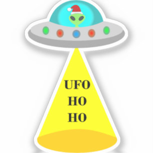 WeihnachtsUFO Ho Alien fliegende Untertasse Aufkleber