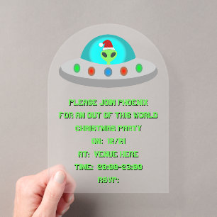 WeihnachtsUFO Ho Alien fliegende Untertasse Custom Acryleinladungen