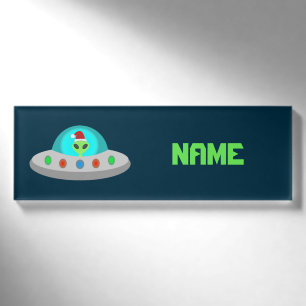 WeihnachtsUFO Ho Alien fliegende Untertasse Custom Namenschild