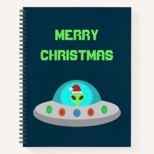 WeihnachtsUFO Ho Alien fliegende Untertasse Custom Notizbuch