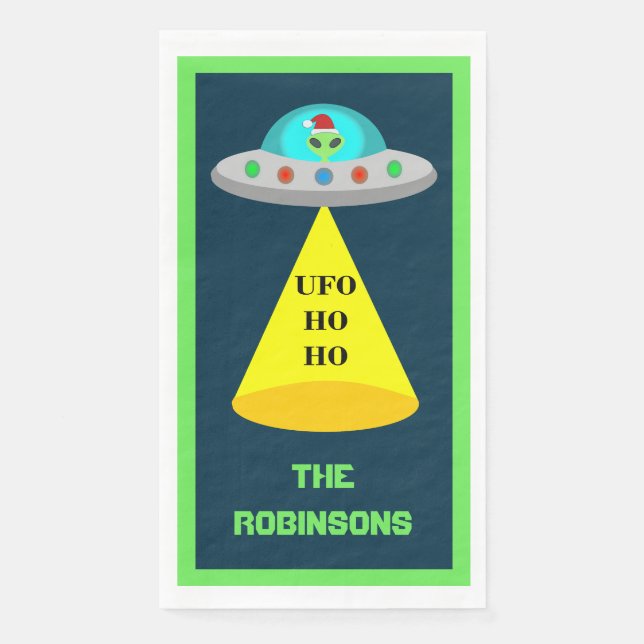 WeihnachtsUFO Ho Alien fliegende Untertasse Custom Serviette (Vorderseite)