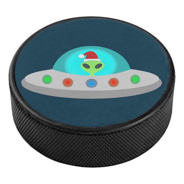 WeihnachtsUFO Ho Alien fliegende Untertasse Eishockey Puck (3/4)