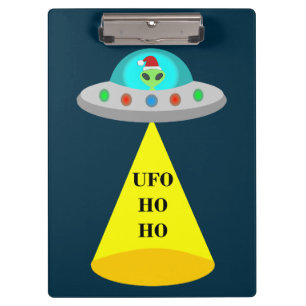 WeihnachtsUFO Ho Alien fliegende Untertasse Klemmbrett