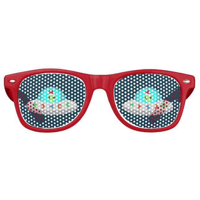 WeihnachtsUFO Ho Alien fliegende Untertasse Partybrille (Vorderseite)