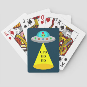 WeihnachtsUFO Ho Alien fliegende Untertasse Spielkarten