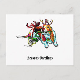 Weihnachtsunfähigkeits-Jagdhund-Postkarte Feiertagspostkarte