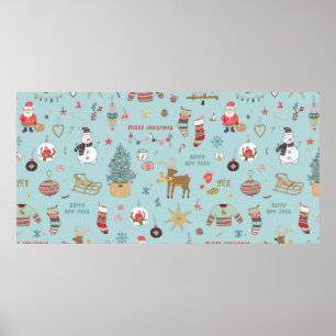Weihnachtsuntergrund, nahtlos verpacktes Papier Poster