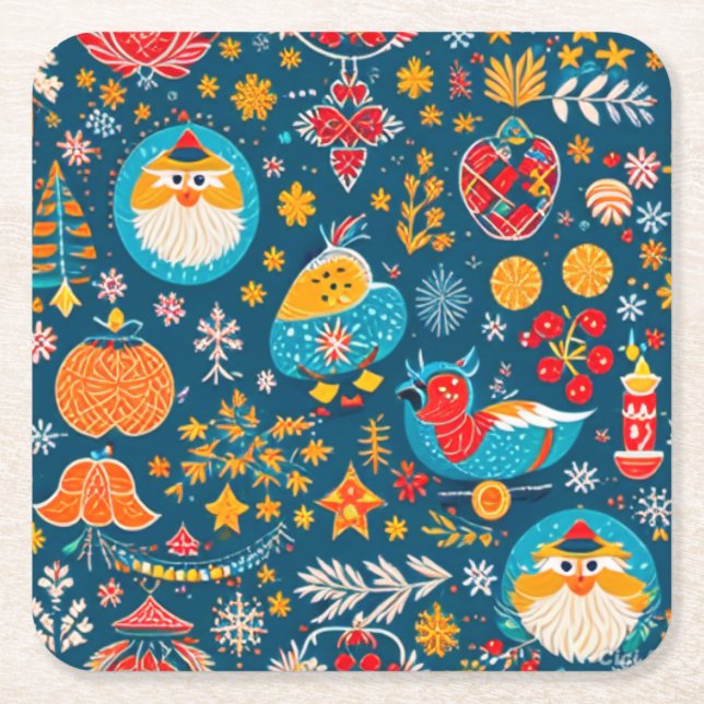 WeihnachtsUntersetzer Rechteckiger Pappuntersetzer (Vorderseite)