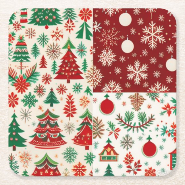 WeihnachtsUntersetzer Rechteckiger Pappuntersetzer (Vorderseite)