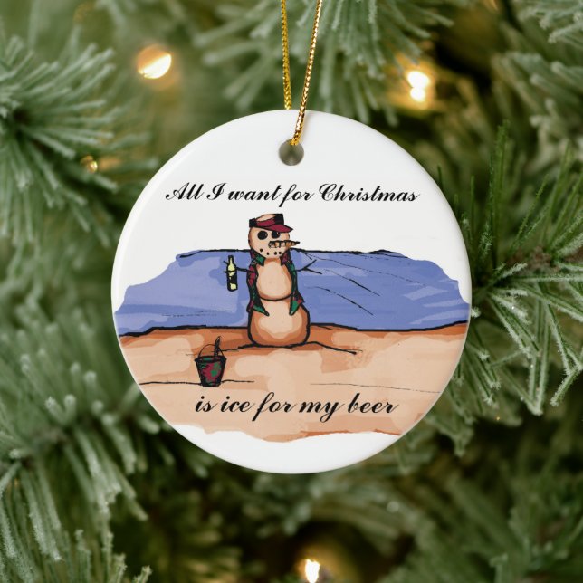 Weihnachtsurlaub am Strand Keramik Ornament (Baum)