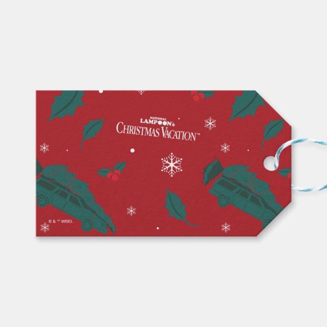 Weihnachtsurlaub Holly Muster Geschenkanhänger (Vorderseite (Horizontal))