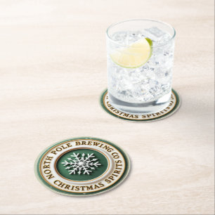Weihnachtsurlaub North Pole Brewing Runder Pappuntersetzer