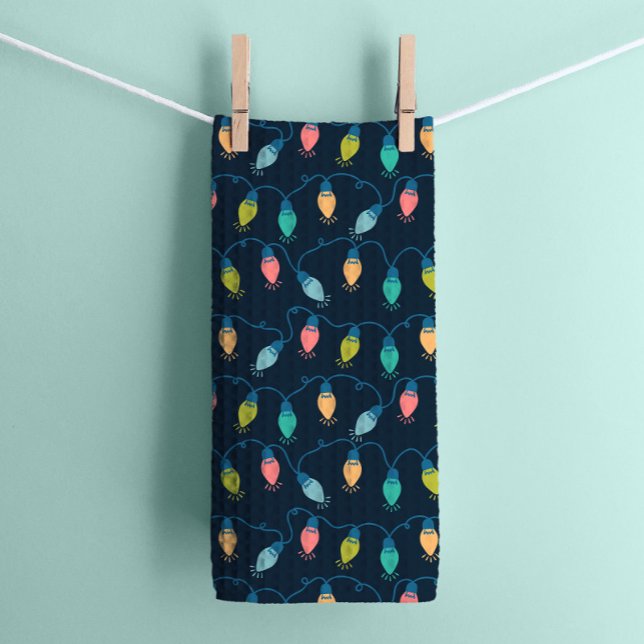 Weihnachtsurlaub Twinkle Lichter auf der Marine Geschirrtuch (Von Creator hochgeladen)