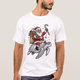 Weihnachtsvektorgestaltung mit Santa auf einer Mee T-Shirt