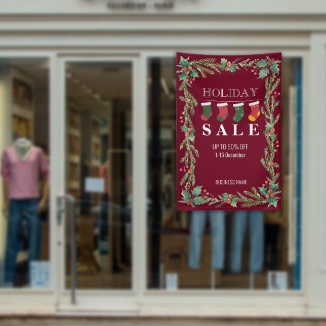 Weihnachtsverkaufswerbung für Blume Banner (Holiday Sale Christmas Flower Business Ads Banner)