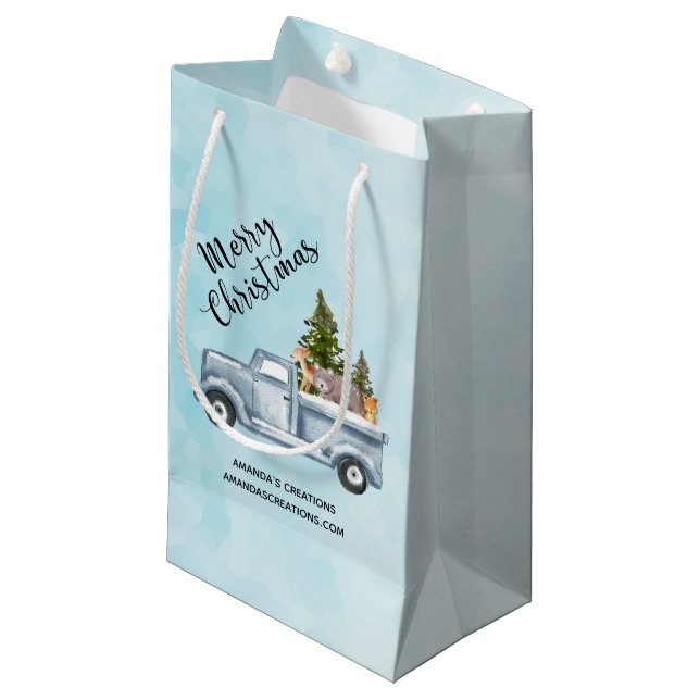 Weihnachtsverkehr mit Niedlichen Tieren Business Kleine Geschenktüte (Vorderseite Schrägansicht)