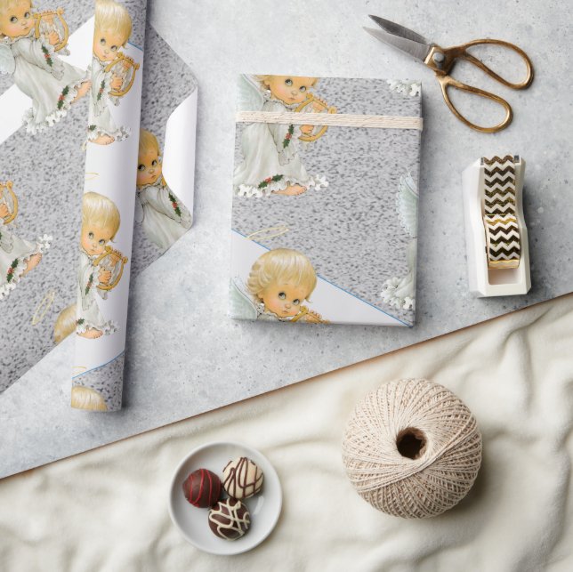 Weihnachtsverpackung Grauer Engel Baby Geschenkpapier (Kunsthandwerk)