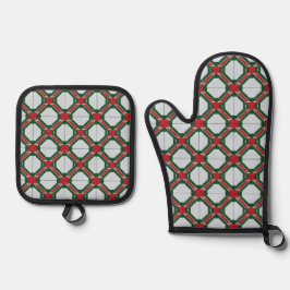 Weihnachtsverpackungspapier gemustert ofenhandschuh & Topflappen-Set