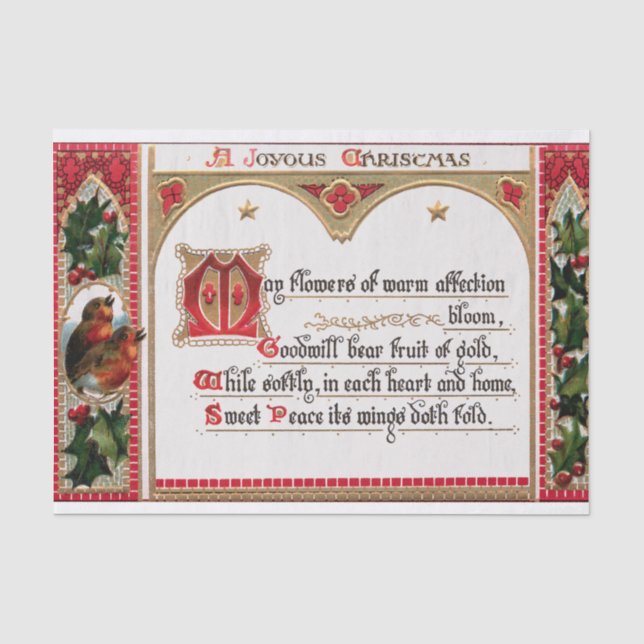 Weihnachtsverse mit Robins & Holly Seidenpapier (Vorderseite)