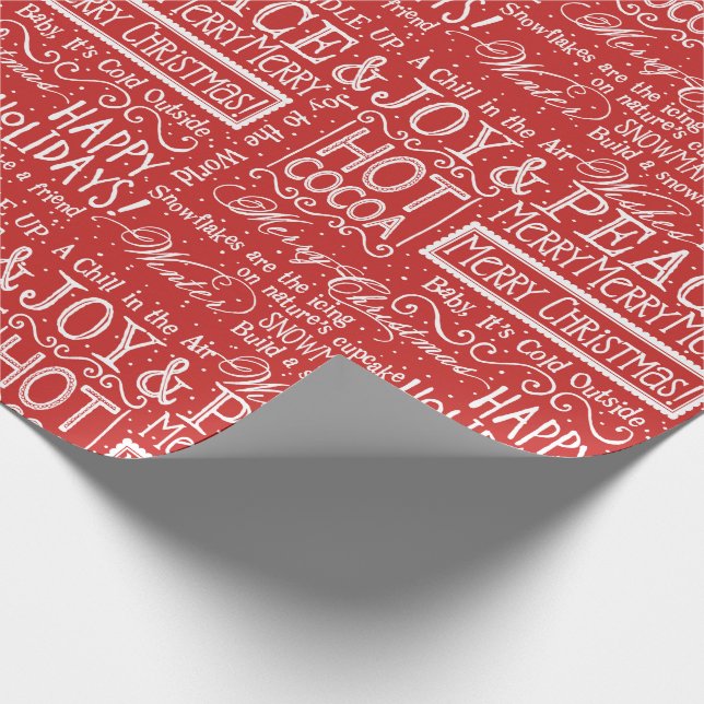Weihnachtsverse Rot und Weiß Geschenkpapier (Ecke)