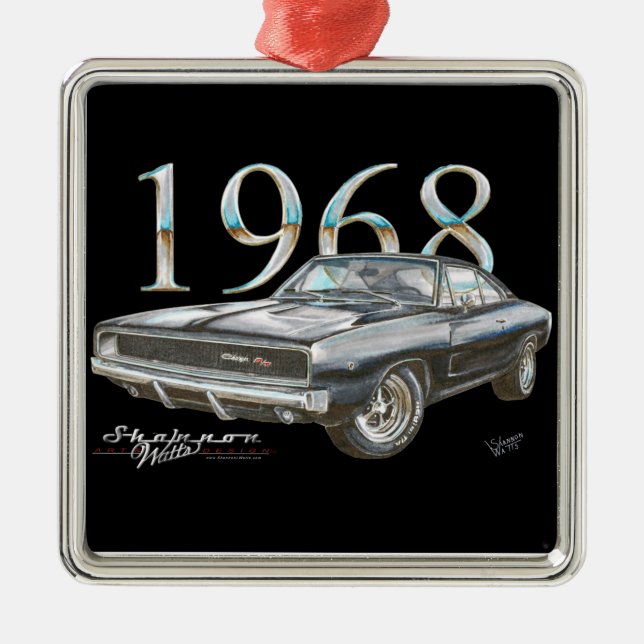 Weihnachtsverzierung 1968 des Dodge-Ladegerät-R/T Silbernes Ornament (Vorne)
