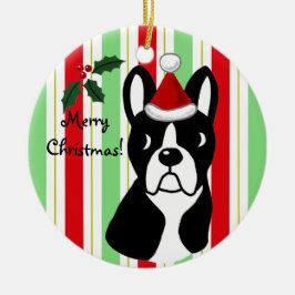 Weihnachtsverzierung Bostons Terrier Keramikornament