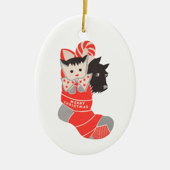 Weihnachtsverzierung des Strumpfs Keramik Ornament (Vorne)