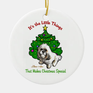 Weihnachtsverzierung Lhasas Apso Keramikornament