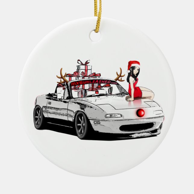 Weihnachtsverzierung MX5 Miata Keramikornament (Vorne)