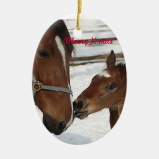 Weihnachtsverzierung/-stute u. -fohlen keramik ornament