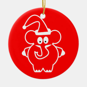 Weihnachtsverzierungen: Roter Elefant Keramikornament